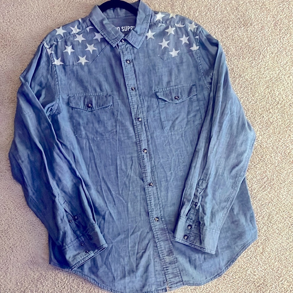MOSSIMO SUPPLY CO. Size L Blue denim button down